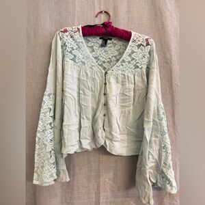 Forever 21 Light Blue Lace Blouse